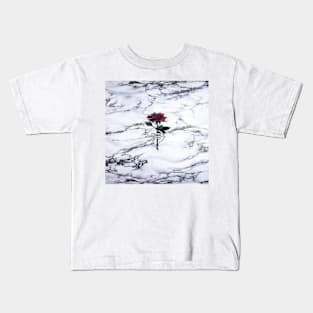 White Minimal Marble Pattern Kids T-Shirt